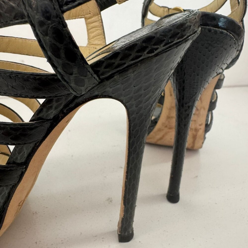 Jimmy Choo Python Elaphe Green Sandals - image 3